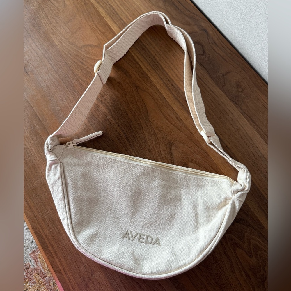 Aveda Cream Canvas Crossbody Bag with Adjustable Strap